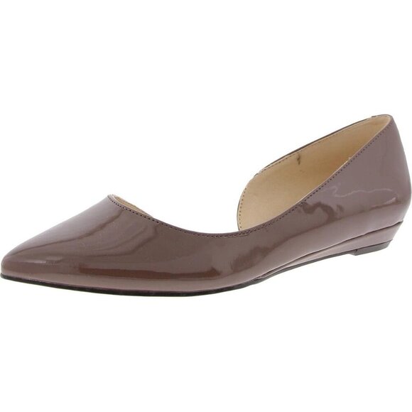 Saige Women's Wedge Shoes - Size 8 Chic Pointy Toe Medium Brown Patent Leather